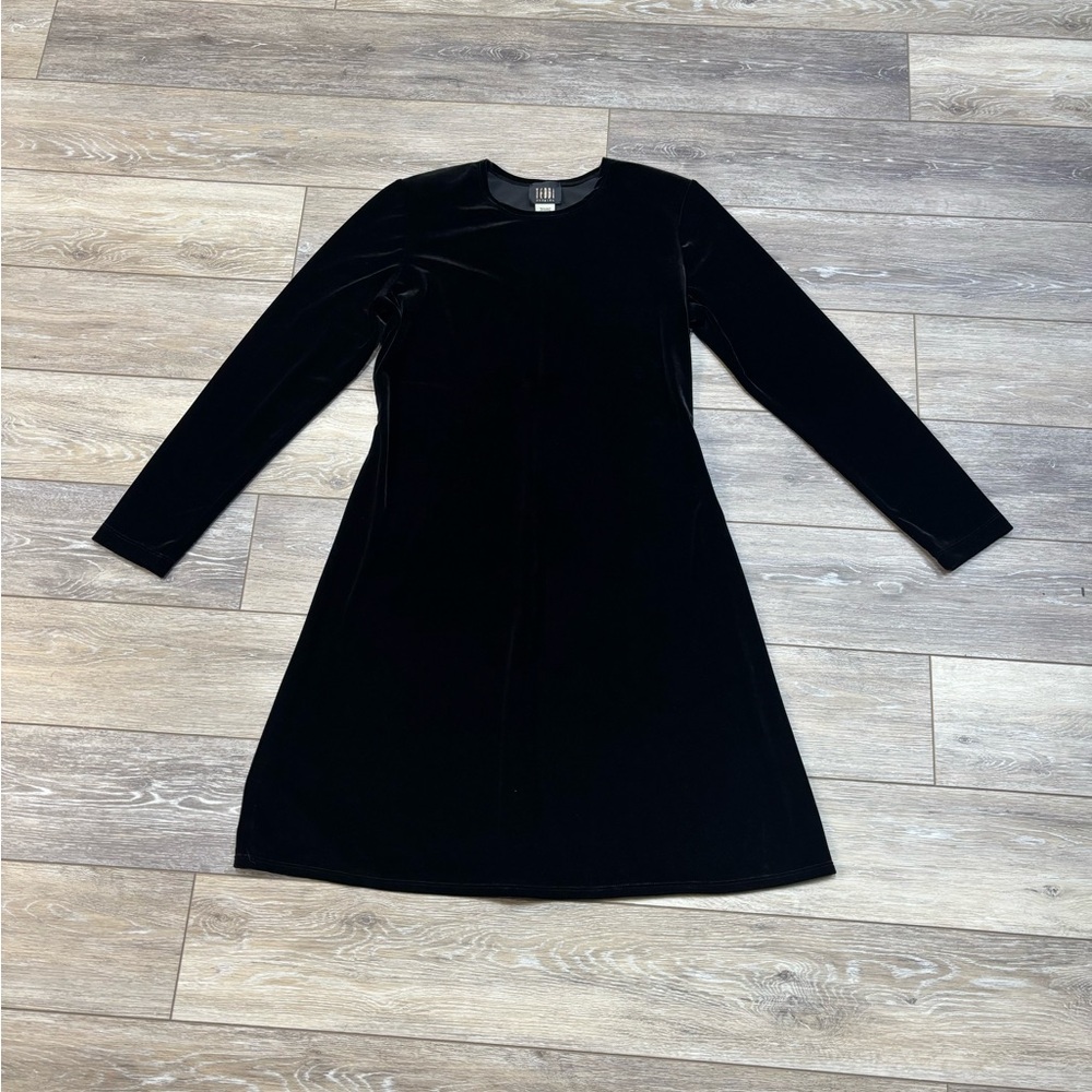 Teddi Evening Dress Sz 10 Black Velvet Vtg 90s Y2K Holiday Party Witchy Goth